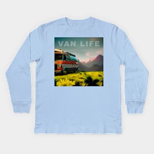 Van Life Camper RV Outdoors in Nature Kids Long Sleeve T-Shirt